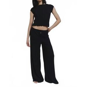 NEW FIND ME NOW button lounge pants in black